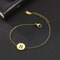 Alphabet A-Z Round Pendant Bracelets Stainless Steel Bracelets for Men Women Trend Jewelry for Party Gift (17+5CM). 