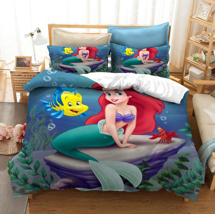 Disney%20Little%20Mermaid%20Ariel%20Bedding%20Sets%20Twin%20Full%20King%20Sizes%20Duvet%20Cover%20Pillowcases%20Home%20Decor%20For%20Girls%20Kids%20Bed%20-%20Image%204