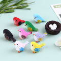 【In-demand】 4Pcs Cartoon Colorful Fly Bird Small Statue Miniature Figurine Ornament Mzea. 