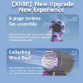 X688 Mini Handheld Turbo Pocket Fan, 15000RPM Brushless Motor Portable Cooling Fan, 1200mAh USB Rechargeable Lightweight Personal Fan for Travel Outdoor Sports Daily Use.