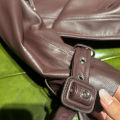 Biker Burgundy Leather Jacket Women Short Autumn Jacket Leather Fashion Shoulder Pad Jacket. 