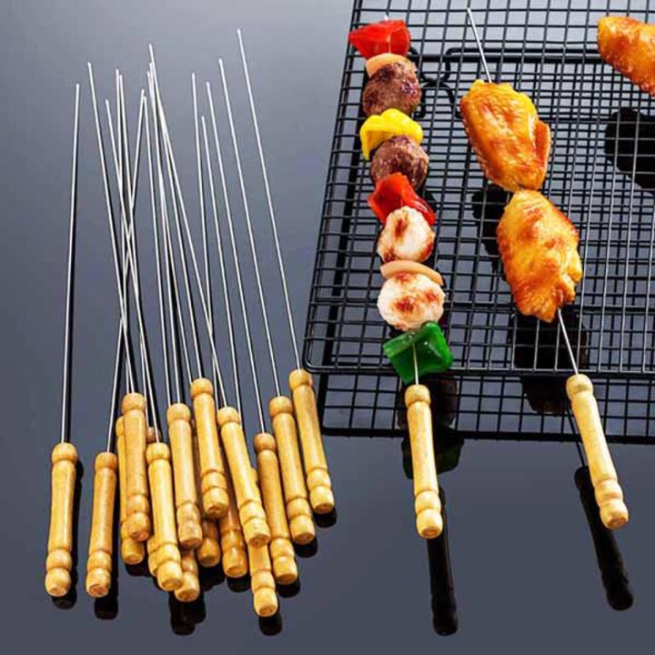 12 Pieces 38cm Barbecue Skewers Wooden Handle BBQ Meat Needle Roast Fork Kebab Stick Barbecue Tools 12 Pieces 38cm Barbecue Skewers Wooden Handle BBQ Meat Needle Roast Fork Kebab Stick Barbecue Tools 12 Pieces 38cm
