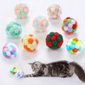 Interactive Cat Toys Cute Plush Bouncing Balls with Built-in Bell Rainbow Colors. 