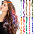 Colorful Hair Extensions Curly One Clip in Synthetic Long Hairpiece For Girls Women Kid Multi-colors Party Highlights Wig Piece. 