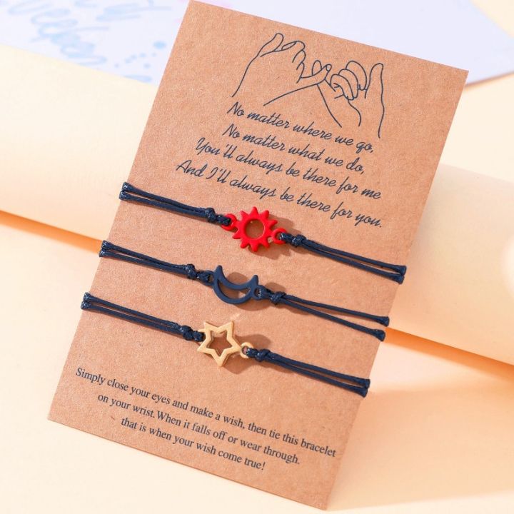2024%20New%20Friendship%20Card%20Bracelet%20Fashionable%20and%20Personalized%20Alloy%20Oil%20Drop%20Sun%20Moon%20Star%20Wax%20Rope%20Woven%20Bracelet%203-piece%20Set%20-%20Image%204