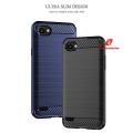 Carbon Fiber Case For LG Q6 - Luxury Stylish Rubber Silicone Armor Designed Shockproof Flexible Camera Bumper Protective TPU Back Cover. 