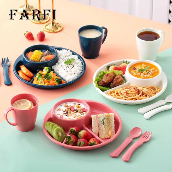 Farfi Food Plate Wear Resistant 4 Grids Kids Dinner Food Dish dinner set Daraz .bd