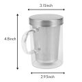 500Ml Travel Heat-Resistant Glass Tea Infuser Mug with Lid Coffee Cup. 