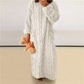 2023 Winter Women Home Clothes Jacquard Dress Flannel Sleepwear Night Dress Nightgowns Thickened Solid Color Plus Size Soft Warm.