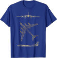 Tu-95 Russian Plane Warbird Blueprint Schematics Diagram Men T-Shirt Short Sleeve Casual Cotton O-Neck Summer Shirt.