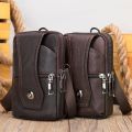 NIUCUNZH Cross Border Leather Waist Bag Men's Cowhide Mobile Phone Bag Sports Biased Bag Outdoor Wear Belt Mobile Phone Shoulder Bag. 