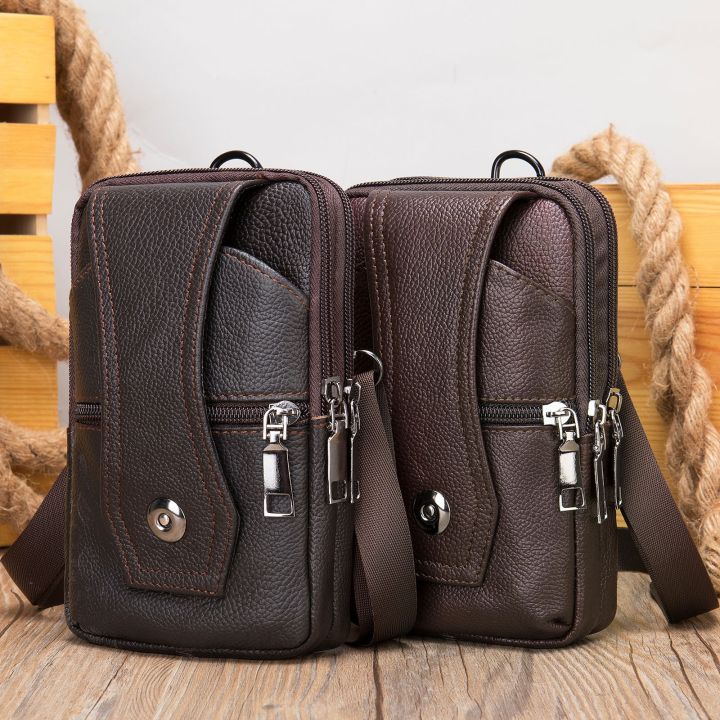 NIUCUNZH%20Cross%20Border%20Leather%20Waist%20Bag%20Men's%20Cowhide%20Mobile%20Phone%20Bag%20Sports%20Biased%20Bag%20Outdoor%20Wear%20Belt%20Mobile%20Phone%20Shoulder%20Bag%20-%20Image%202