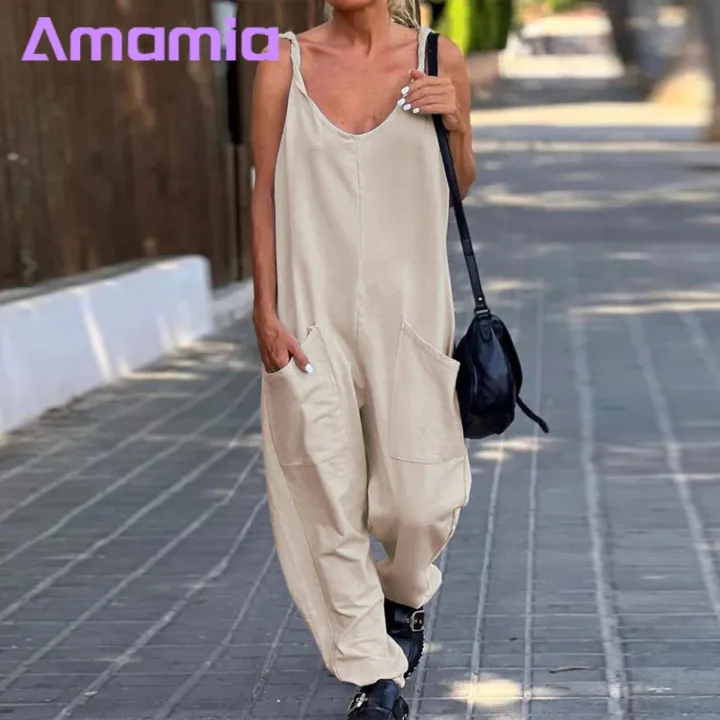 V-neck%20Sleeveless%20Jumpsuit%20Ladies%20Jumpsuit%20Women%20Sling%20V-neck%20Sleeveless%20Big%20Pockets%20Wide%20Leg%20Solid%20Color%20Thin%20Playsuit%20Bib%20Overall%20Streetwear%20Loose%20Jumpsuit%20-%20Image%203