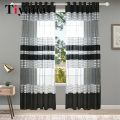 French Retro White Black Strips Curtains Velvet Embroidery Sheer Tulle Curtain For Living Room Bedroom Window Voile Yarn Drapes. 