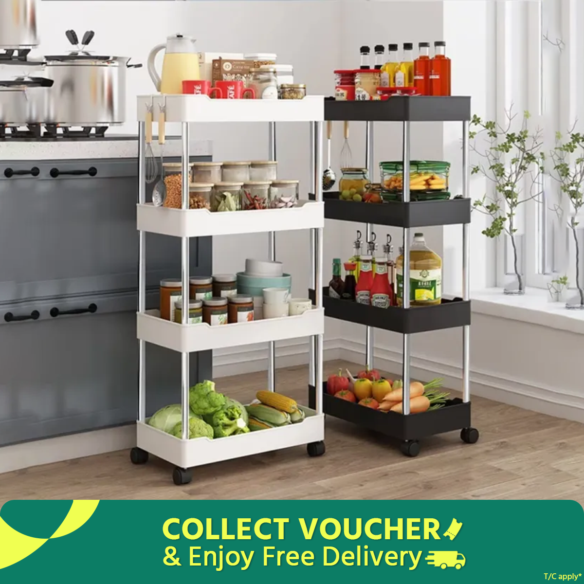 Narrow Type Multi Purpose Gap Storage Trolly Rack Multifunctional Movable Gap Storage Cart_Asia Express