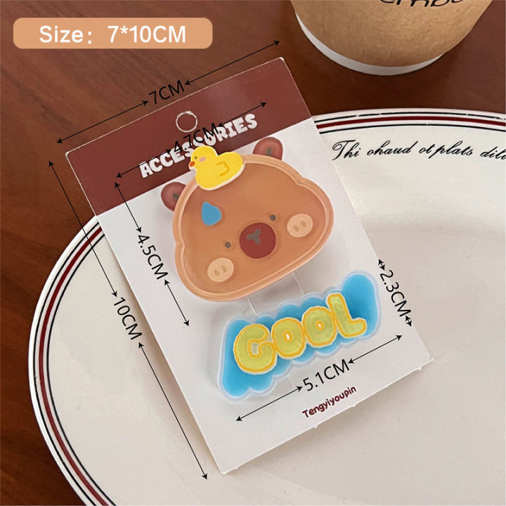 2Pcs Cute Animal Cartoon Hairpin For Women Girls Fashion Creative Capybara Hair Clip Bangs Hair Clip Hair Accessories Headwear