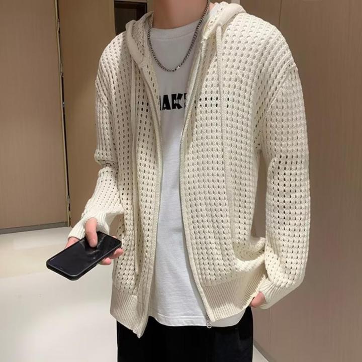 %E3%80%90Alien%20Alien%E3%80%91%20Men%20Sweater%20Long%20Sleeve%20Zipper%20Closure%20Solid%20Color%20Hollow-out%20Design%20Super%20Soft%20Decorative%20Polyester%20Men%20Hooded%20Sweater%20Coat%20-%20Image%204