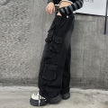Teenage girls wide leg jeans 2024 autumn fashion children's casual denim pants children's workwear straight leg Baggy pants 15Y.