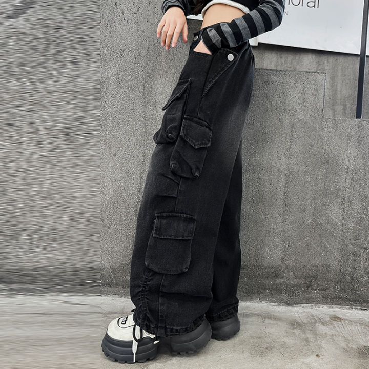 Teenage%20girls%20wide%20leg%20jeans%202024%20autumn%20fashion%20children's%20casual%20denim%20pants%20children's%20workwear%20straight%20leg%20Baggy%20pants%2015Y%20-%20Image%204
