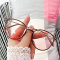 (NEW)Fashion Blush Glasses Anti Blue Light Gradient Women Oversized Round Frame Lens Glasses Transparent Universal Glasses.