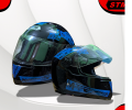 STM Stylish Full Face Motorcycle Helmet with Retro Graphic Design - L Size. 