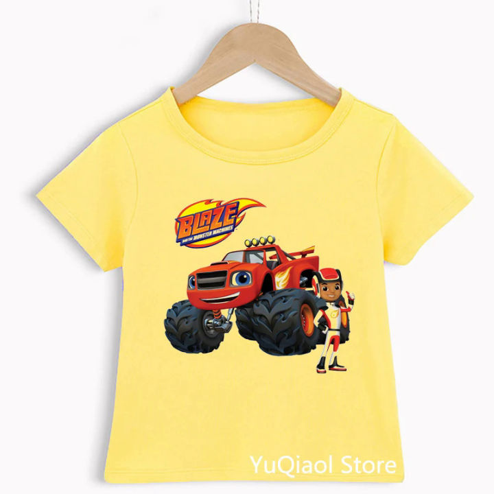 New Clothing for Kids Blaze and The Monster Machines T-Shirt Summer Boys Clothes Yellow T Shirt Children'S Clothes From 2-13
