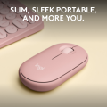 Logitech Pebble Mouse 2 M350s Slim Bluetooth Wireless Mouse, Portable, Lightweight, Customisable Button, Quiet Clicks, Easy-Switch for Windows, macOS, iPadOS, Android, Chrome OS. 