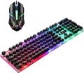 [GC]Gaming Keyboard and Mouse Set,Wired Light Up Gaming Mouse Set for PC Computer Gaming and Work Mechanical Gaming Keyboard. 