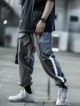 ENSHADOWER 20SS Techwear Metal Nylon Stitching Drawstring Loose Reflective Strips Pants Fashion Streetwear cyberpunk Darkwear. 