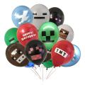 Minecraft theme foil balloon cartoon children's birthday decoration banner topper plate.