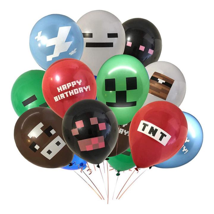 Minecraft theme foil balloon cartoon children's birthday decoration banner topper plate