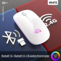 Rechargeable Bluetooth Mouse, 2.4G Dual Mode, Seven Colors Breathing Light Mute Button, Suitable for PC, IPad, Laptop. 
