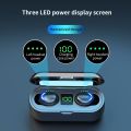 TWS F9 Wireless Earbuds Finger Touch Control Bluetooth 5.0 Earphone Noise Cancellation Music Headset with LED Display Lights Sport Headphones Built Mic. 