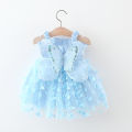 【Good-Love Store】(New) summer butterfly wings baby dresses new solid color baby girl sling dress Korean style fashion girls lilen's clothing (0-3 years). 