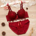 Hot Sexy Women High Quality Bra + Panty Set Women Push Up Bra Set Girl Floral Lace Underwear Set Underwire Brassiere - Bra.