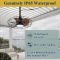 Outdoor Ceiling Fans with Light, 20'' Wet Rated 2024 Updated IP65 Gazebo Fan, Plug In and Waterproof for Patios, Pergola, Remote. 