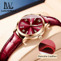 LouisWill Women Watches Diamond Casuals Retro Leather Strap Watches Quartz Watches Calendar Dial Luminous Pointer Watches 3ATM Waterproof Watches Business Wristwatch for Women Ladies.