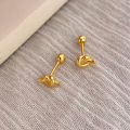 Knotted small stud earrings feminine light luxury cold niche design sense screw screw earrings simple and versatile small earrings.
