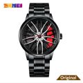 Inspired by skemi Waterproof Stainless Steel Quartz Car Wheel Rim Hub Design Men's Wrist Watch. 