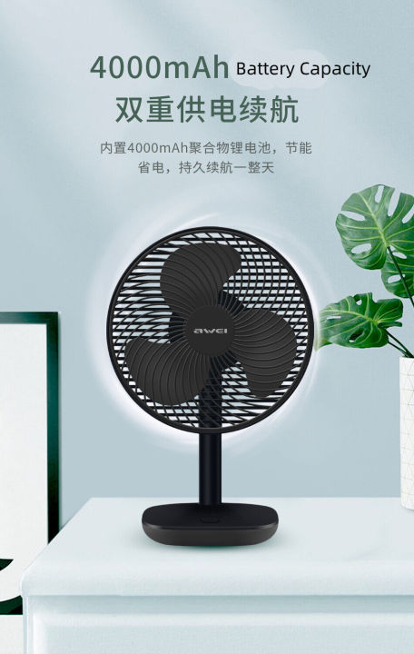 Awei%20F23%20Mini%20Portable%20USB%20Rechargeable%20Desk%20Fan%204000mh%20-%20Image%203