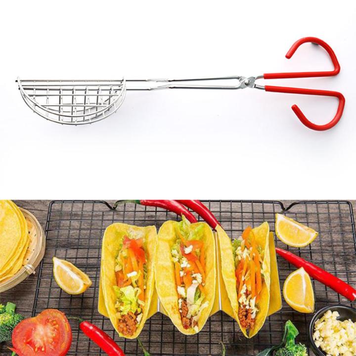 New Taco Shell Maker Press Tortilla Fryer Tongs Plated Steel Kitchen Tools