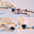 Titanic Heart of Ocean Bracelets for Women Peach Heart Blue Crystal Zircon Bracelets Female Wedding Engagement Jewelry - Breslet For Women - Bracelet For Women. 