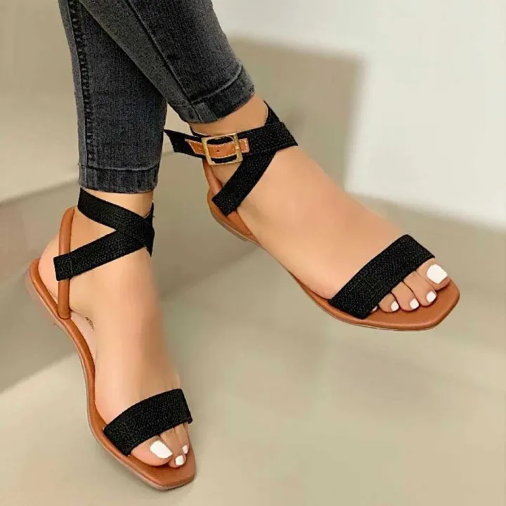 Amazon%20wish%20summer%202021%20new%20plus%20size%20buckle%20flat%20casual%20sandals%20women's%20sandals%20-%20Image%202