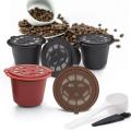 1Pc 3Pcs Coffee Capsule Reu Refillable  Coffee Capsule with Plastic Spoon Filter Pod Brush. 