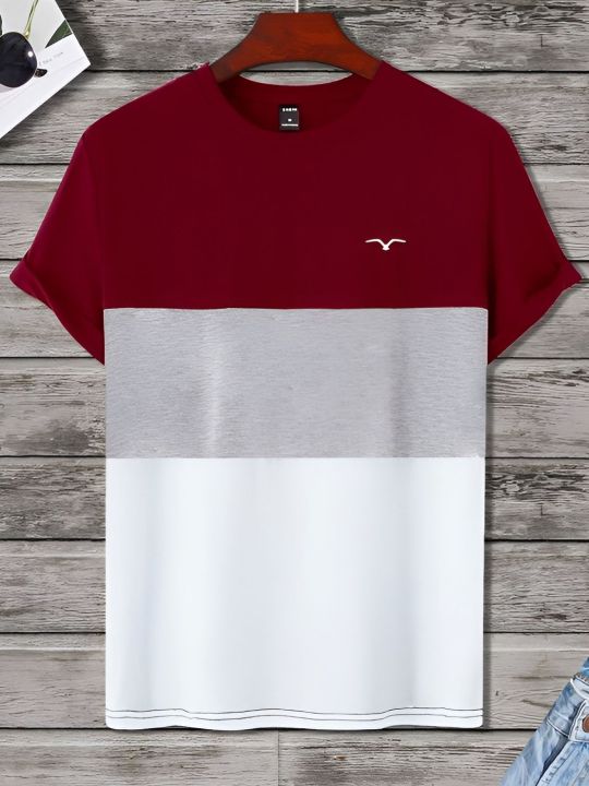 Multy%20and%20White(Print)%20Cotton%20half%20Sleeve%20T-Shirt%20For%20Men%20-%20Image%204