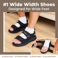 FitVille Men's Sandals Widened Mens Casual Shoes Velcro Lightweight for Plantar Fasciitis Arch Support Relief Pain. 