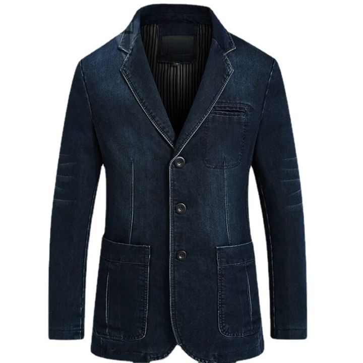 Blazers%20Jacket%20Men%20Casual%20Denim%20Slim%20Pocket%20Splicing%20Coat%20Men's%20Long%20Sleeve%20Single-Breasted%20Turn-down%20Collar%20Blazers%20Jacket%20-%20Image%205