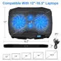 TCLP S-18 Laptop Cooling Pad 4 Fans 2 USB Ports Air Cooler Blue LED Lights for 10-16 Laptop Lindaa.