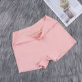 Women's Seamless Knickers Boy Shorts Solid Pattern Underpants with Logo on Waist Plain Dyed Safety Panties for Girls Under Wear. 