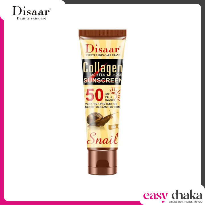 Disaar Collagen Sunscreen - Broad Spectrum UVA/UVB Protection Water Resistant PABA Free